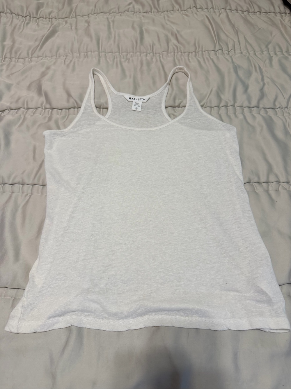 Athleta Lightweight White Scoop Neck Racerback Tank XS